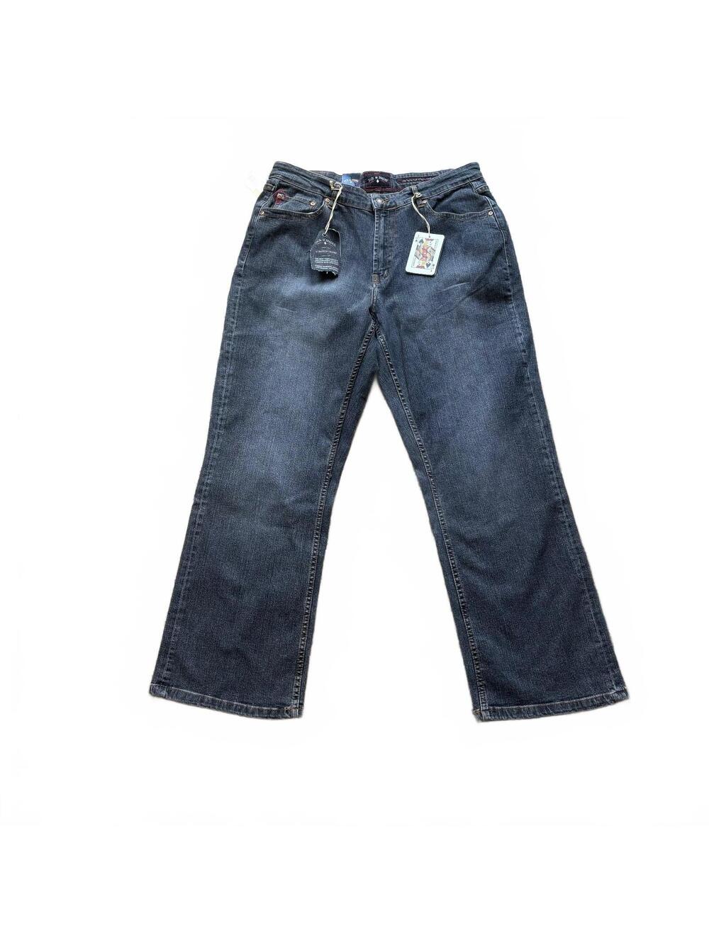 JACK OF SPADES DARK WASH HIGH ROLLER DENIM JEANS 34X30